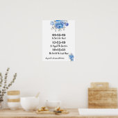 Poster Fleurs Bleues Meilleur Mariage Jour Date Oui Jour (Cuisine)