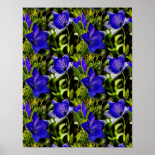 Poster Fleurs Bleues Motif d'art nature