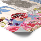 Poster Fleurs bleues Parties scintillant d'or Mère de la  (Coin)