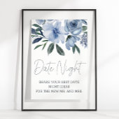 Poster Fleurs bleues poussiéreuses Date Nuit