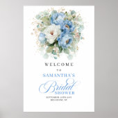 Poster Fleurs bleues poussiéreuses rustiques Bienvenue à  (Devant)