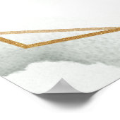 Poster Fleurs bleues romantiques et mariage d'or eucalypt (Coin)