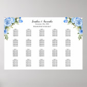 Poster Fleurs bleues Sièges Graphique 20 tables Mariage (Devant)