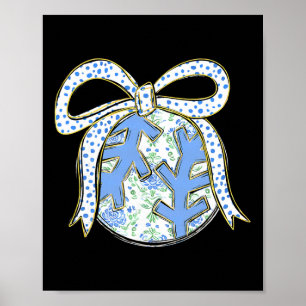 Poster Fleurs Bleues Vendent Doucement Nœud Coquette Femm