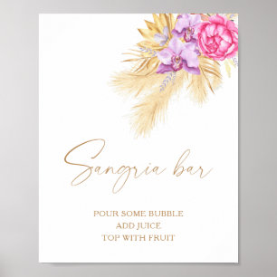 Poster Fleurs bohèmes aquarelle - bar sangria