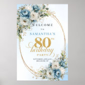 Poster Fleurs boho aquarelle classique 80e anniversaire d (Devant)