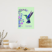 Poster Fleurs botaniques de colibris pour amoureux des oi (Cuisine)