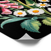 Poster Fleurs botaniques marguerites tulipe digitale papi (Coin)