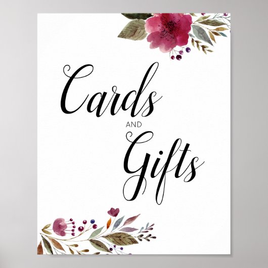 Poster Fleurs Bourgogne Cartes et cadeaux Mariage de tabl (Devant)