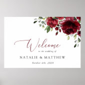 Poster Fleurs Bourgognes, Fleurs rouges, Accueil Mariage (Devant)