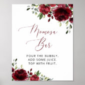 Poster Fleurs Bourgognes, Fleurs Rouges, Boho, Momosa Bar (Devant)