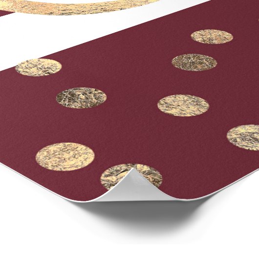 Poster Fleurs Bourguignonnes Elégant Dots Or Mariage Bien (Coin)