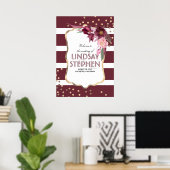 Poster Fleurs Bourguignonnes Elégant Dots Or Mariage Bien (Bureau à domicile)