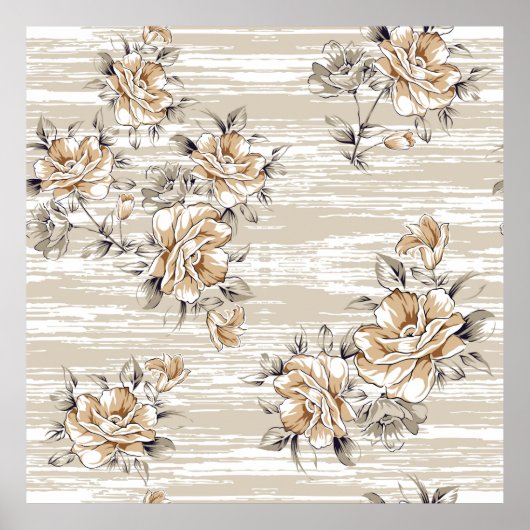 Poster fleurs brunes motif sur fond de texture (Devant)