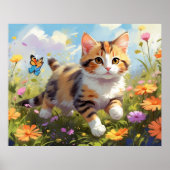 Poster *~* Fleurs Calico Kitty 5:4 Chat Kitten AP68 (Devant)