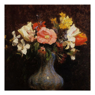 Poster Fleurs Camelias et Tulipes, art