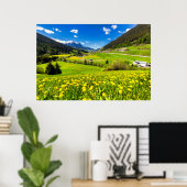 Poster Fleurs | Canton des Grisons de Dandelion, Suisse (Bureau à domicile)