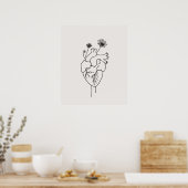 Poster Fleurs cardiaques anatomiques art linéaire minimal (Cuisine)