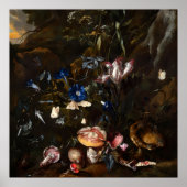 Poster Fleurs champignons papillons grenouille & Serpent (Devant)