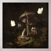 Poster Fleurs champignons papillons lézard & Serpent (Devant)