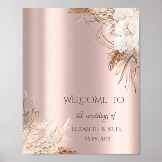 Poster Fleurs Chic Boho Or Rose (Devant)