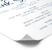 Poster Fleurs Chic | Menu de Boissons Bleu Marine et Rose (Coin)