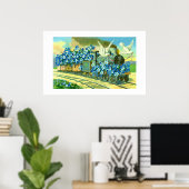 Poster Fleurs, colombes et trains (Bureau à domicile)