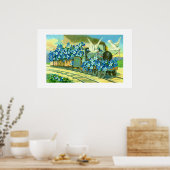 Poster Fleurs, colombes et trains (Cuisine)