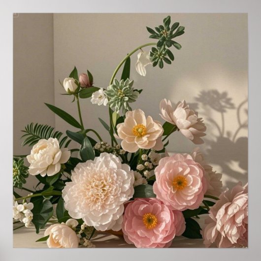 Poster Fleurs colorées élégantes inspirées de l'ancien (Devant)