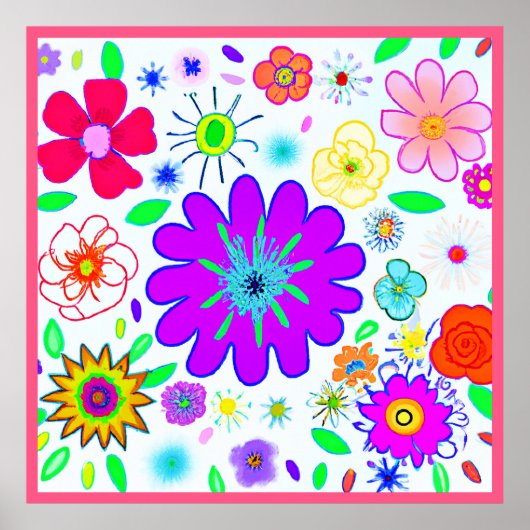 Poster Fleurs colorées Motif (Devant)