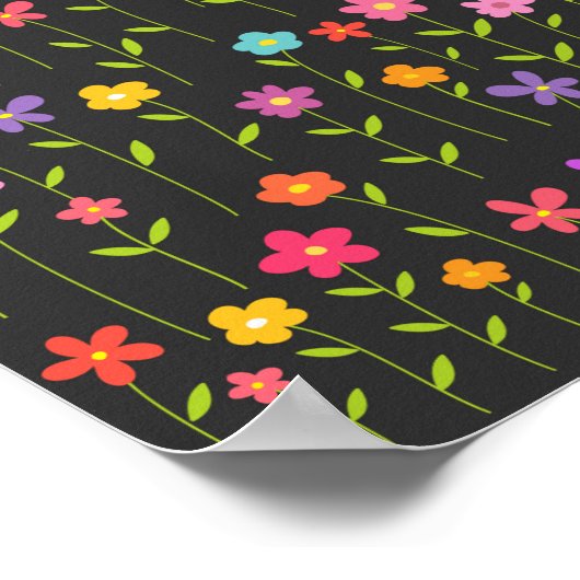 Poster Fleurs colorées noir (Coin)