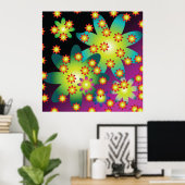 Poster Fleurs colorées rétro (Bureau à domicile)