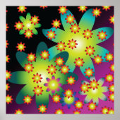 Poster Fleurs colorées rétro (Devant)