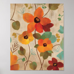 Poster Fleurs colorées sur un Arrière - plan blanc