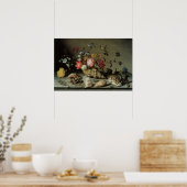 Poster Fleurs, coquillages et insectes Balthasar van der (Cuisine)