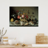 Poster Fleurs, coquilles et insectes Balthasar van der As (Cuisine)