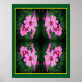 Poster Fleurs Cosmos rose miroir Abstrait (Devant)