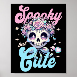 Poster Fleurs Crânes éffrayantes Mais Mignonnes Halloween