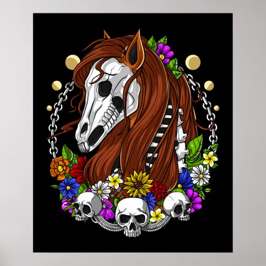 Poster Fleurs crâniennes à cheval (Devant)