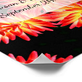 Poster Fleurs Dahlia Rouge Mariage personnalisé (Coin)