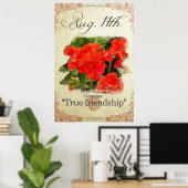 Poster Fleurs d'anniversaire le 11 août "Geranium" (Bureau à domicile)