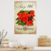 Poster Fleurs d'anniversaire le 11 août "Geranium" (Cuisine)