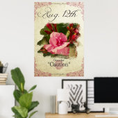 Poster Fleurs d'anniversaire le 12 août "Oleander" (Bureau à domicile)