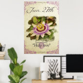 Poster Fleurs d'anniversaire le 27 Juin "Fleur de Passion (Bureau à domicile)