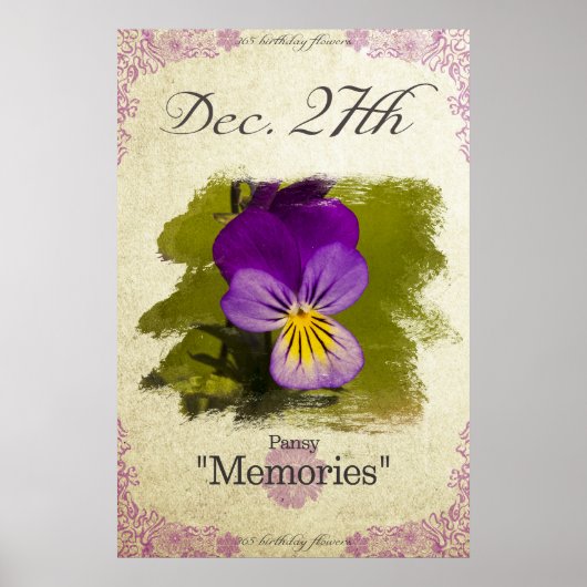 Poster Fleurs d'anniversaire le Décembre 27 "Pansy" (Devant)