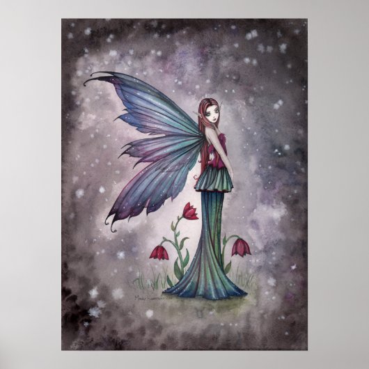 Poster Fleurs dans l'impression de fées hivernales (Devant)