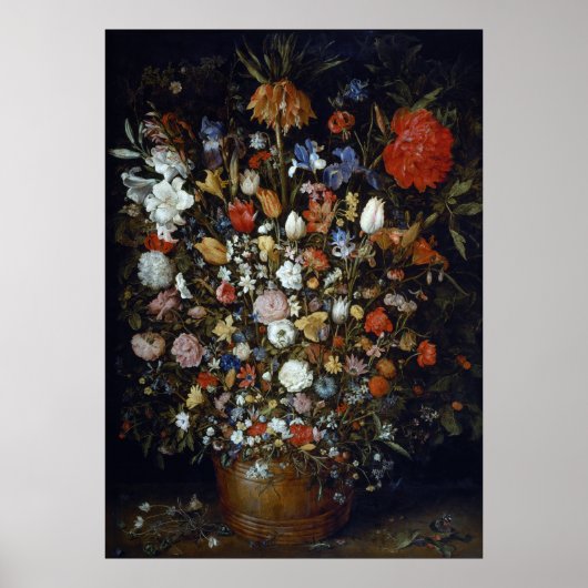 Poster Fleurs dans un bateau en bois Jan Brueghel l'aîné (Devant)