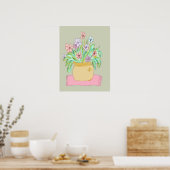 Poster Fleurs dans un pot en Pastel (Cuisine)