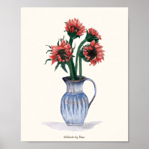 Poster Fleurs dans un vase aquarelle