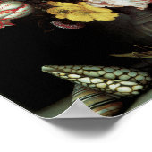 Poster Fleurs dans un vase avec des coquilles et des inse (Coin)